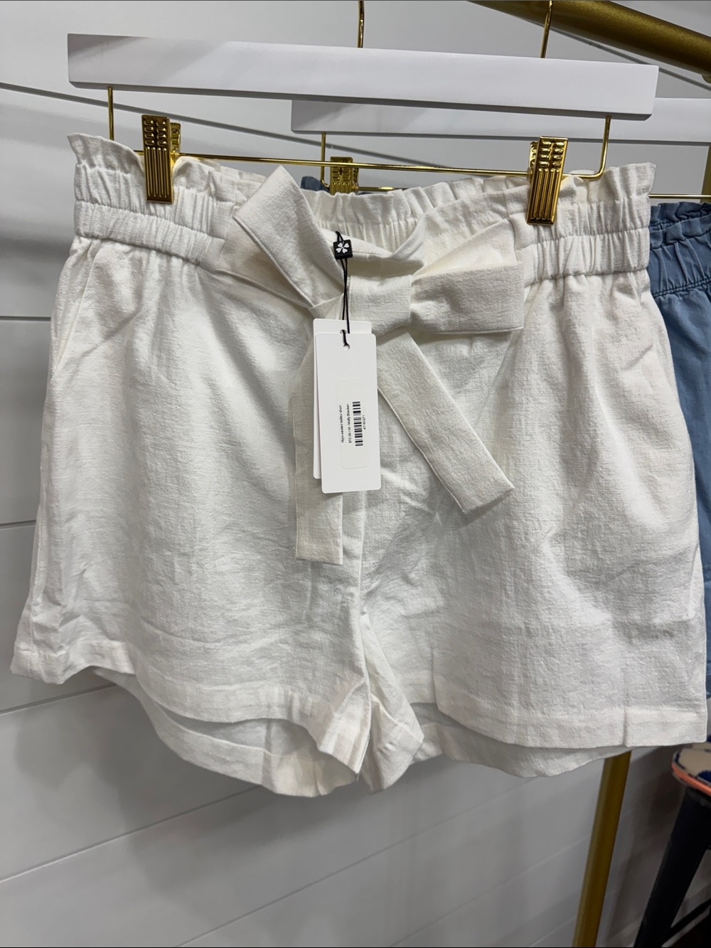 Molly Bracken white High-Waist Tie-Front cotton shorts
